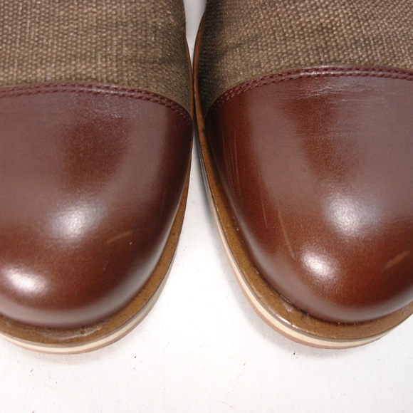 HELM 2843 BROWN LEATHER CANVAS LACE FRONT BOOTS 9 main image 4